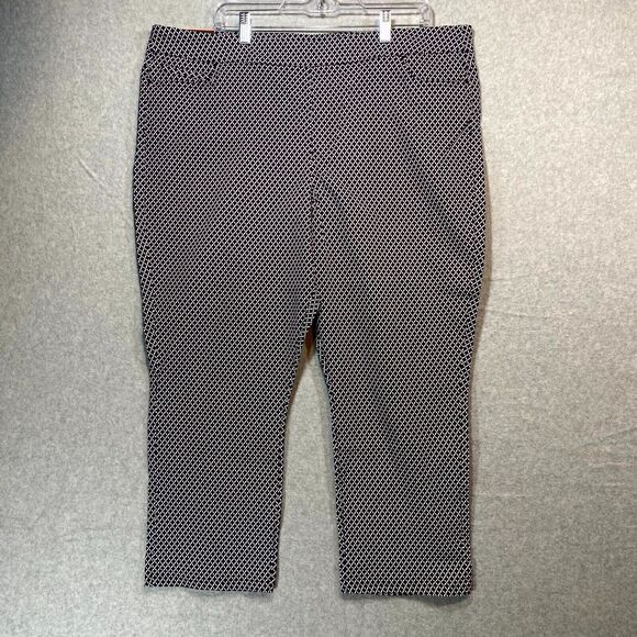 Mario‎ Serrani Roll Cuff Capri Pants Women's 2XL Navy Diamond Stretch Zip Fly - Picture 1 of 14